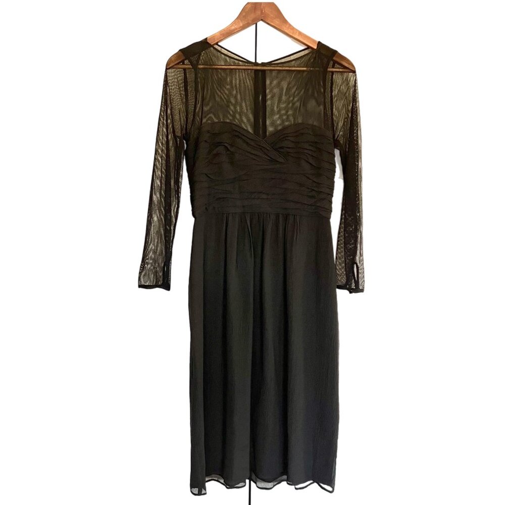 Burberry London Black Silk Illusion Mesh Evening Dress US 10